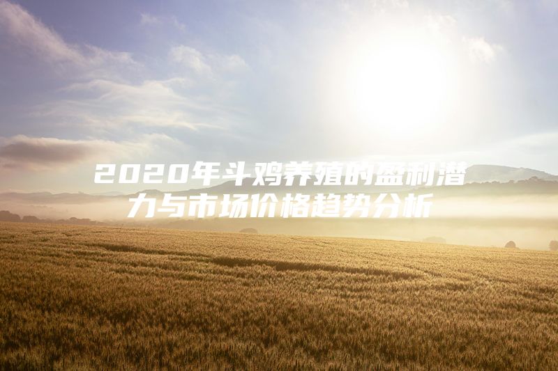 2020年斗鸡养殖的盈利潜力与市场价格趋势分析